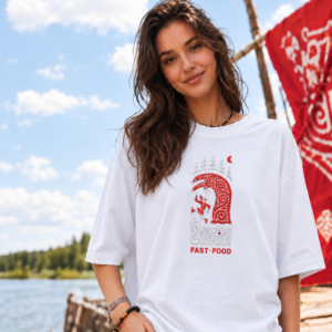 Футболка с вышивкой «Siberian fast food»